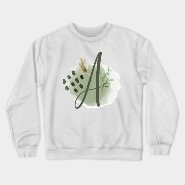 A Floral Letter Capital letter A | Monogram, Sticker Crewneck Sweatshirt by A Floral Letter Capital letter A | Monogram, Sticker